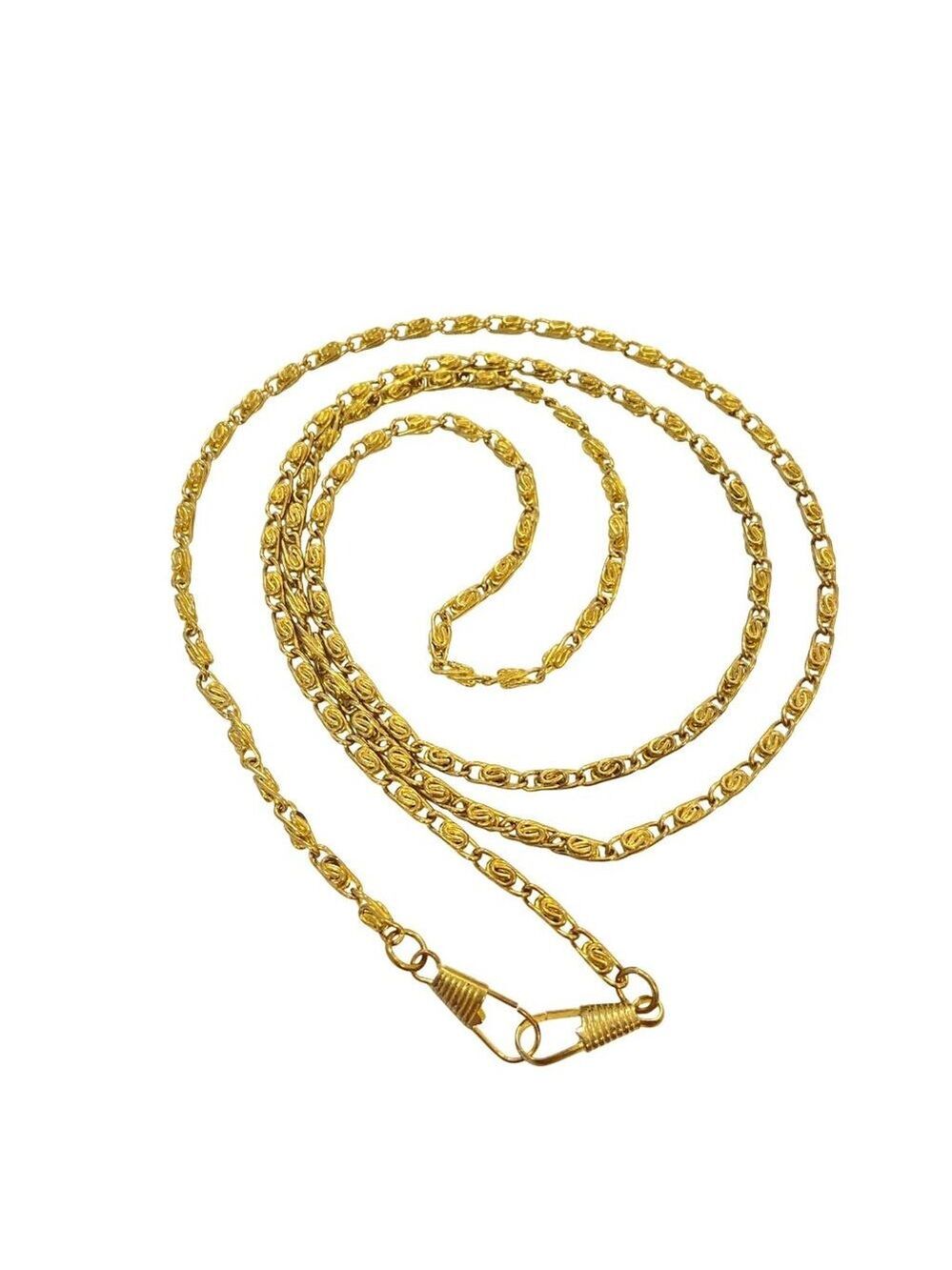 Gold Tone Long Chain Necklace Minimalist Layering Statement Jewelry With Intrica